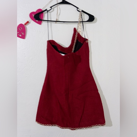 Zara Red mini dress with gold accents Size Small - Picture 4 of 8